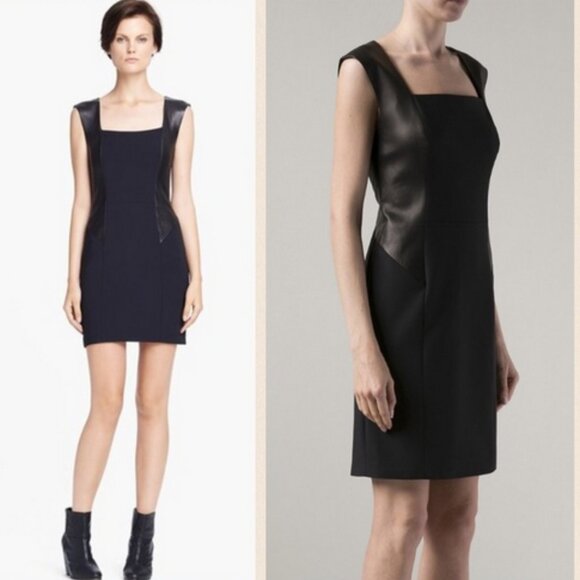 RAG & BONE Calder black leather combo dress, Sz 8. - Picture 1 of 14